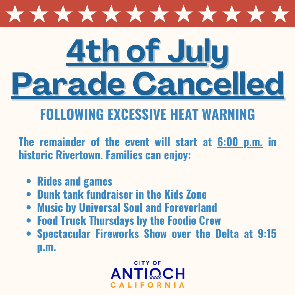 Antioch 4th of July Parade Cancelled